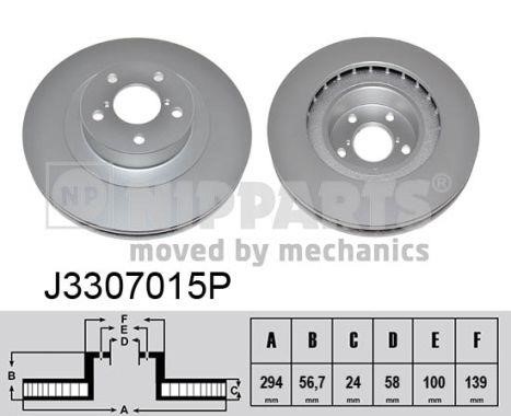 Nipparts J3307015P Front brake disc ventilated J3307015P
