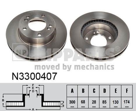 Nipparts N3300407 Front brake disc ventilated N3300407