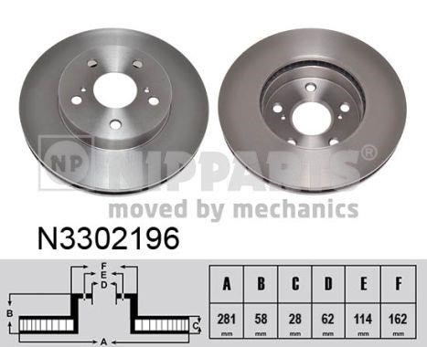 Nipparts N3302196 Front brake disc ventilated N3302196