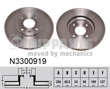 Nipparts N3300919 Front brake disc ventilated N3300919