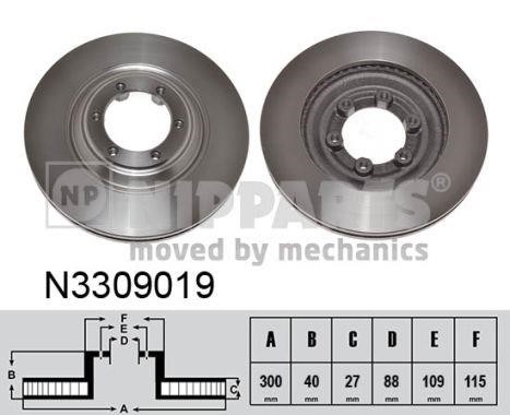 Nipparts N3309019 Front brake disc ventilated N3309019