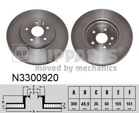 Nipparts N3300920 Front brake disc ventilated N3300920