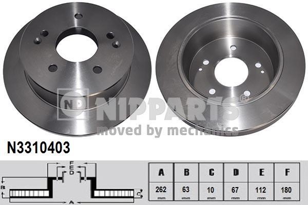 Nipparts N3310403 Rear brake disc, non-ventilated N3310403