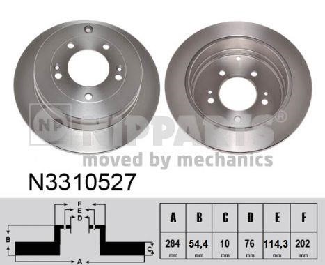 Nipparts N3310527 Rear brake disc, non-ventilated N3310527