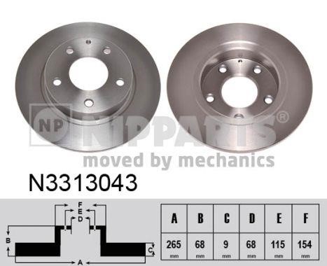 Nipparts N3313043 Rear brake disc, non-ventilated N3313043