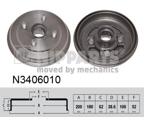 Nipparts N3406010 Rear brake drum N3406010