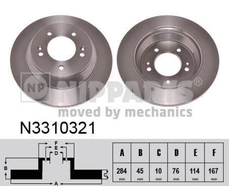 Nipparts N3310321 Rear brake disc, non-ventilated N3310321