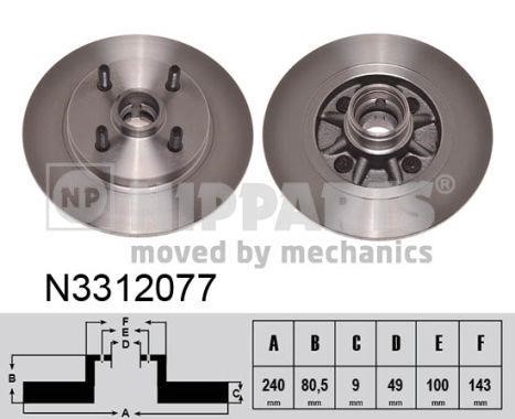 Nipparts N3312077 Brake disc N3312077