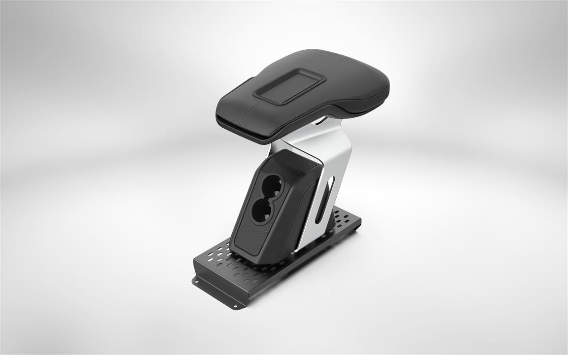 UNIMO extras TX7500.01CR Armrest for Tesla Model X with a tray (All Black with Carbon Fiber Décor) TX750001CR