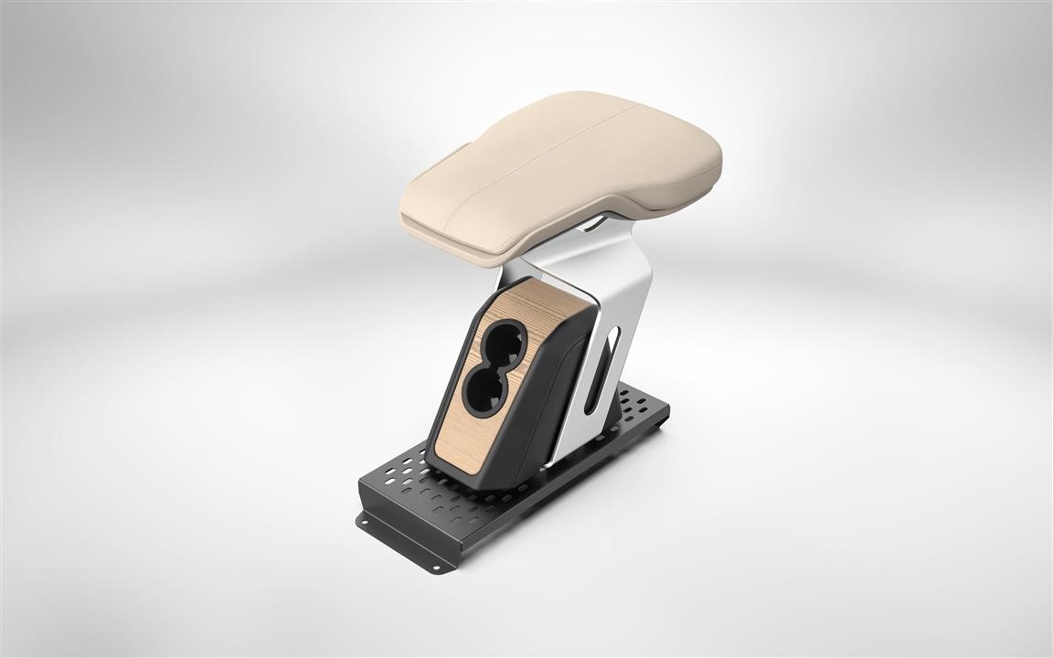 UNIMO extras TX7500.05 Armrest for Tesla Model X basic (Cream with Oak Wood Décor) TX750005