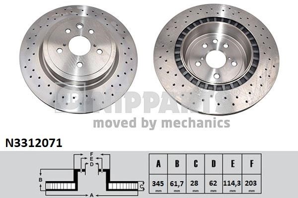 Nipparts N3312071 Rear ventilated brake disc N3312071