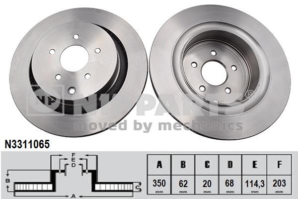 Nipparts N3311065 Rear ventilated brake disc N3311065