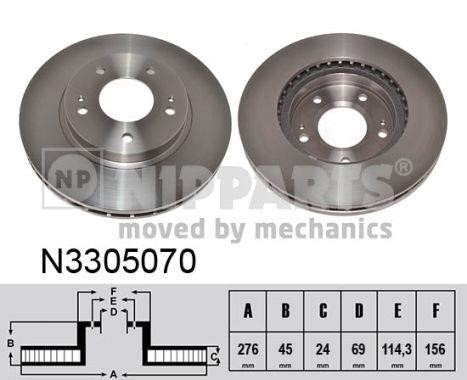 Nipparts N3305070 Front brake disc ventilated N3305070