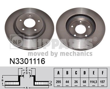 Nipparts N3301116 Front brake disc ventilated N3301116