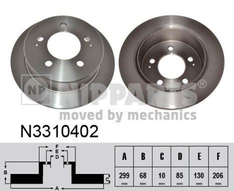 Nipparts N3310402 Rear brake disc, non-ventilated N3310402