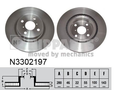 Nipparts N3302197 Front brake disc ventilated N3302197