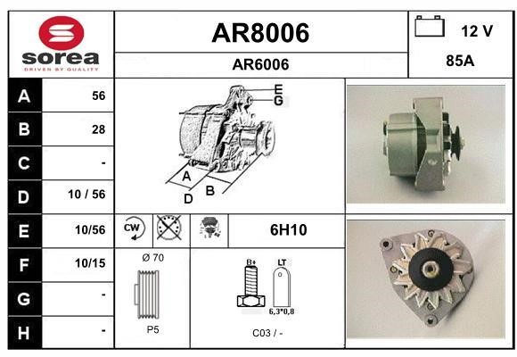SNRA AR8006 Alternator AR8006
