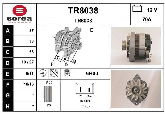 SNRA TR8038 Alternator TR8038