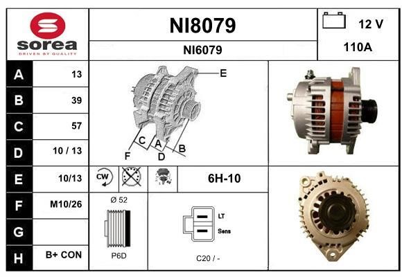 SNRA NI8079 Alternator NI8079