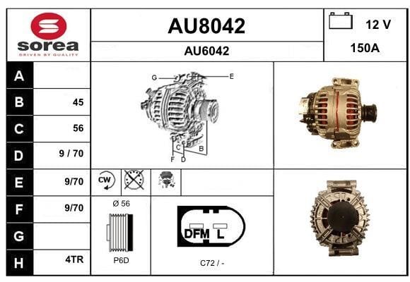SNRA AU8042 Alternator AU8042