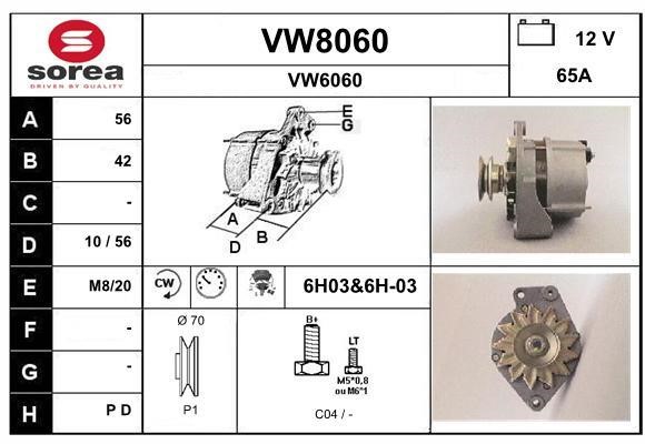 SNRA VW8060 Alternator VW8060