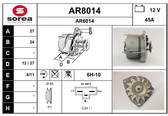 SNRA AR8014 Alternator AR8014