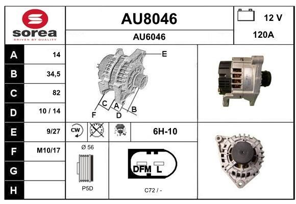 SNRA AU8046 Alternator AU8046