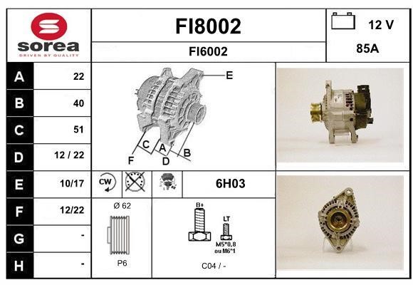 SNRA FI8002 Alternator FI8002