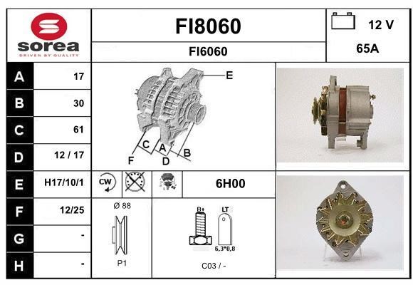 SNRA FI8060 Alternator FI8060