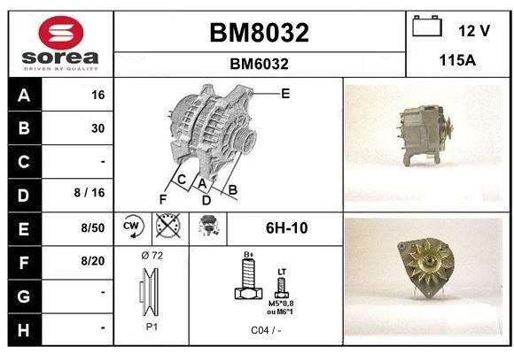 SNRA BM8032 Alternator BM8032