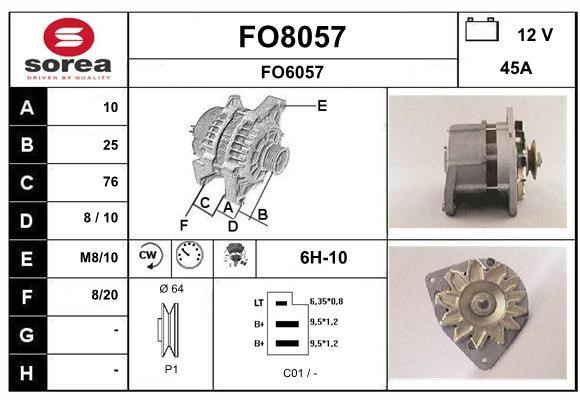 SNRA FO8057 Alternator FO8057