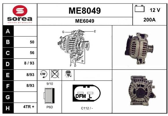 SNRA ME8049 Alternator ME8049