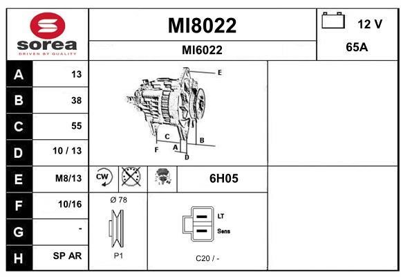 SNRA MI8022 Alternator MI8022