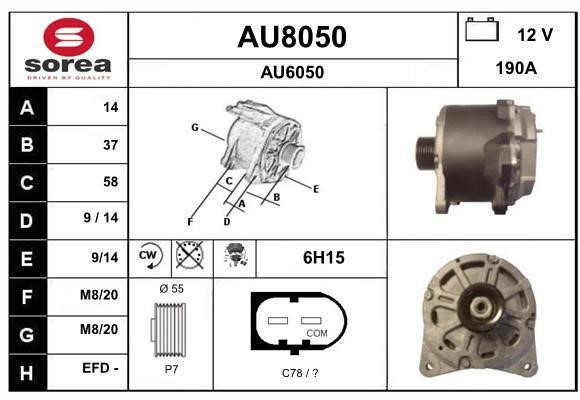 SNRA AU8050 Alternator AU8050