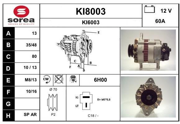 SNRA KI8003 Alternator KI8003