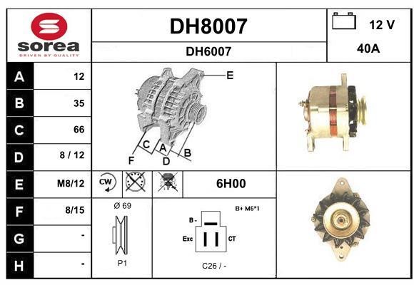 SNRA DH8007 Alternator DH8007