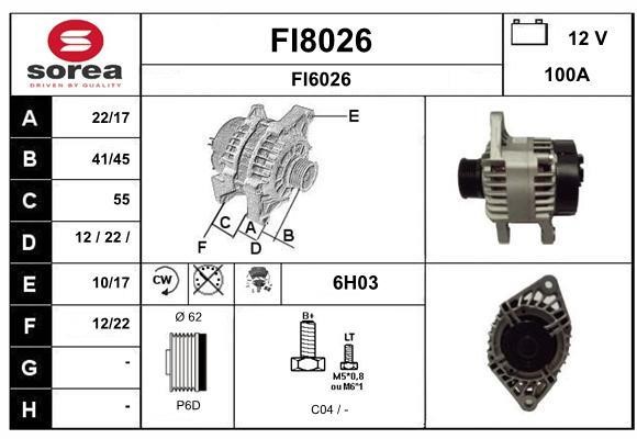 SNRA FI8026 Alternator FI8026