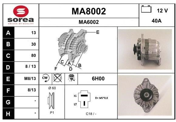 SNRA MA8002 Alternator MA8002