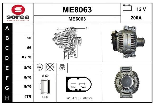 SNRA ME8063 Alternator ME8063