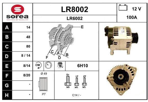 SNRA LR8002 Alternator LR8002