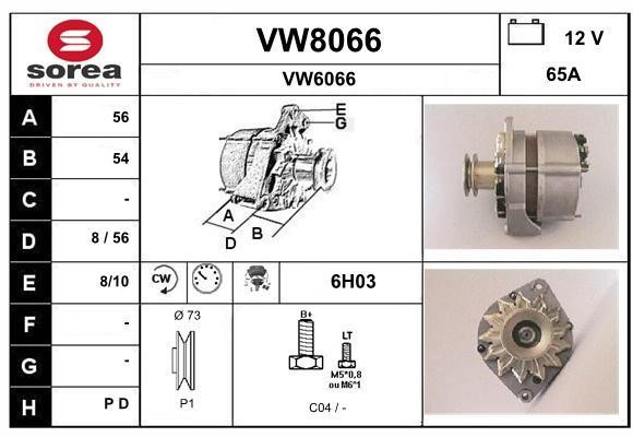 SNRA VW8066 Alternator VW8066