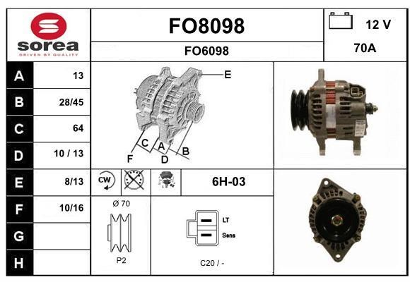 SNRA FO8098 Alternator FO8098