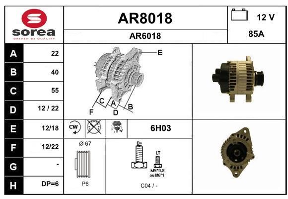 SNRA AR8018 Alternator AR8018