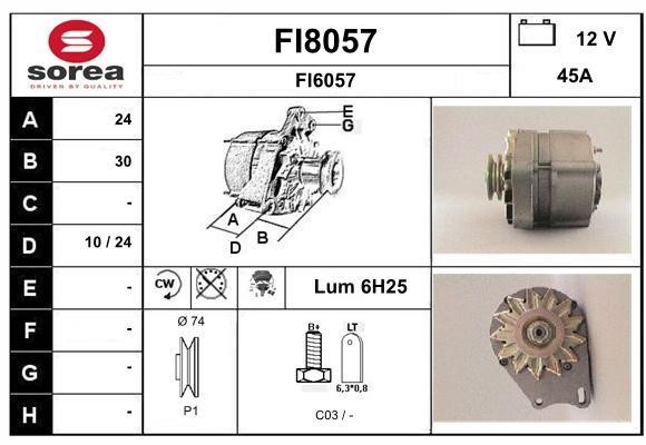 SNRA FI8057 Alternator FI8057