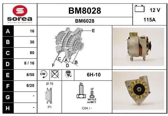 SNRA BM8028 Alternator BM8028
