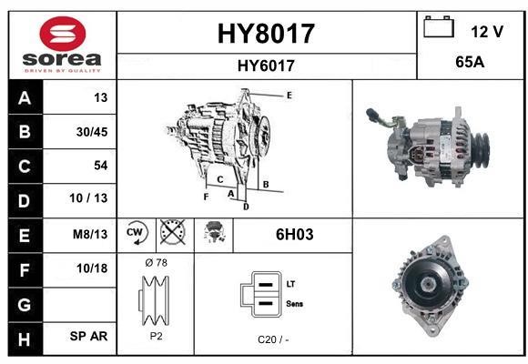 SNRA HY8017 Alternator HY8017