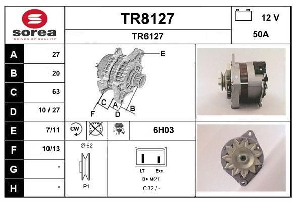 SNRA TR8127 Alternator TR8127