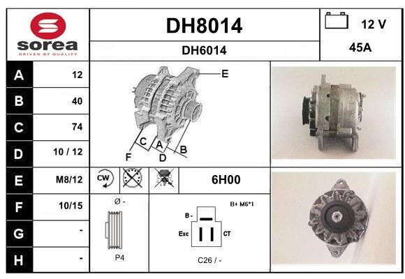 SNRA DH8014 Alternator DH8014