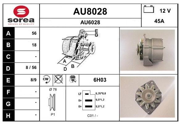 SNRA AU8028 Alternator AU8028