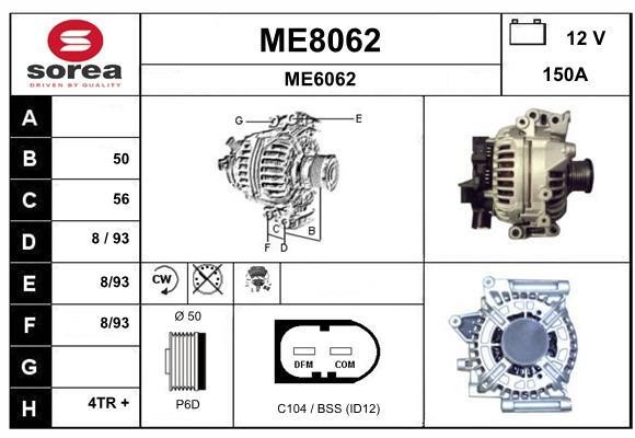 SNRA ME8062 Alternator ME8062